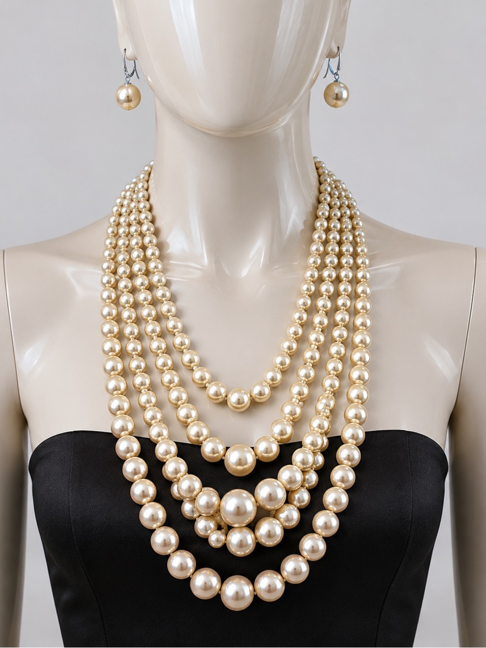 Paparazzi Multi-Strand Faux Pearl Necklace and Earring Set NWT - Picture 1 of 5
